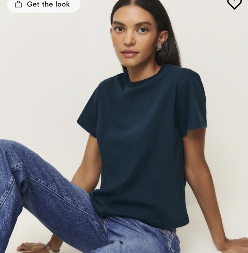 Reformation Rowan Crew Tee Blue - Size XL